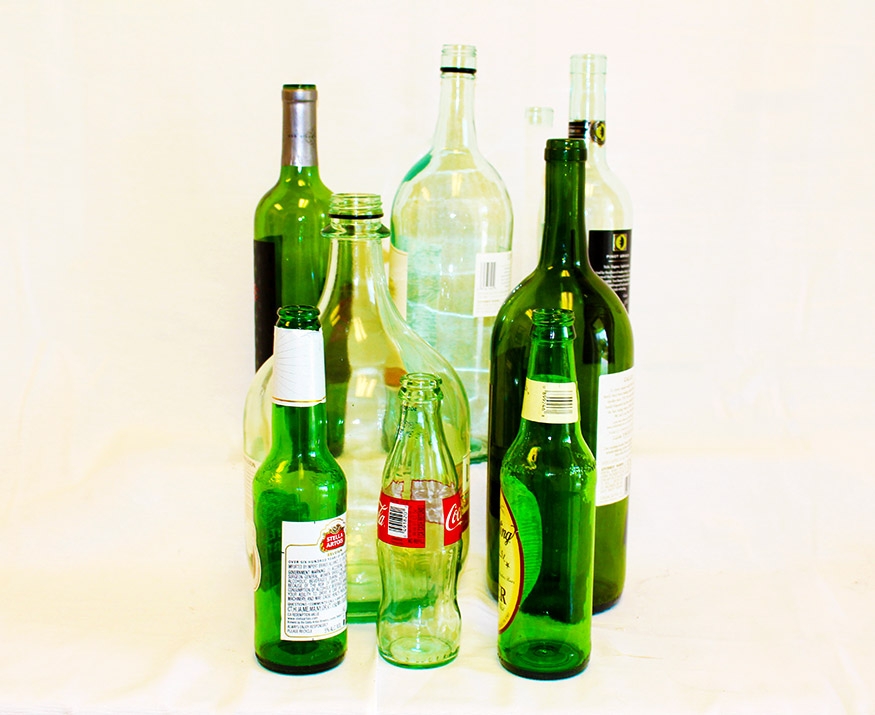 Green glass bottles